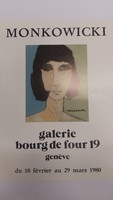 Affiche de l'exposition <em><strong>Monkowicki</strong></em> à la Galerie Bourg de Four 19 , (Genève) , du 18 février au 29 mars 1980 .